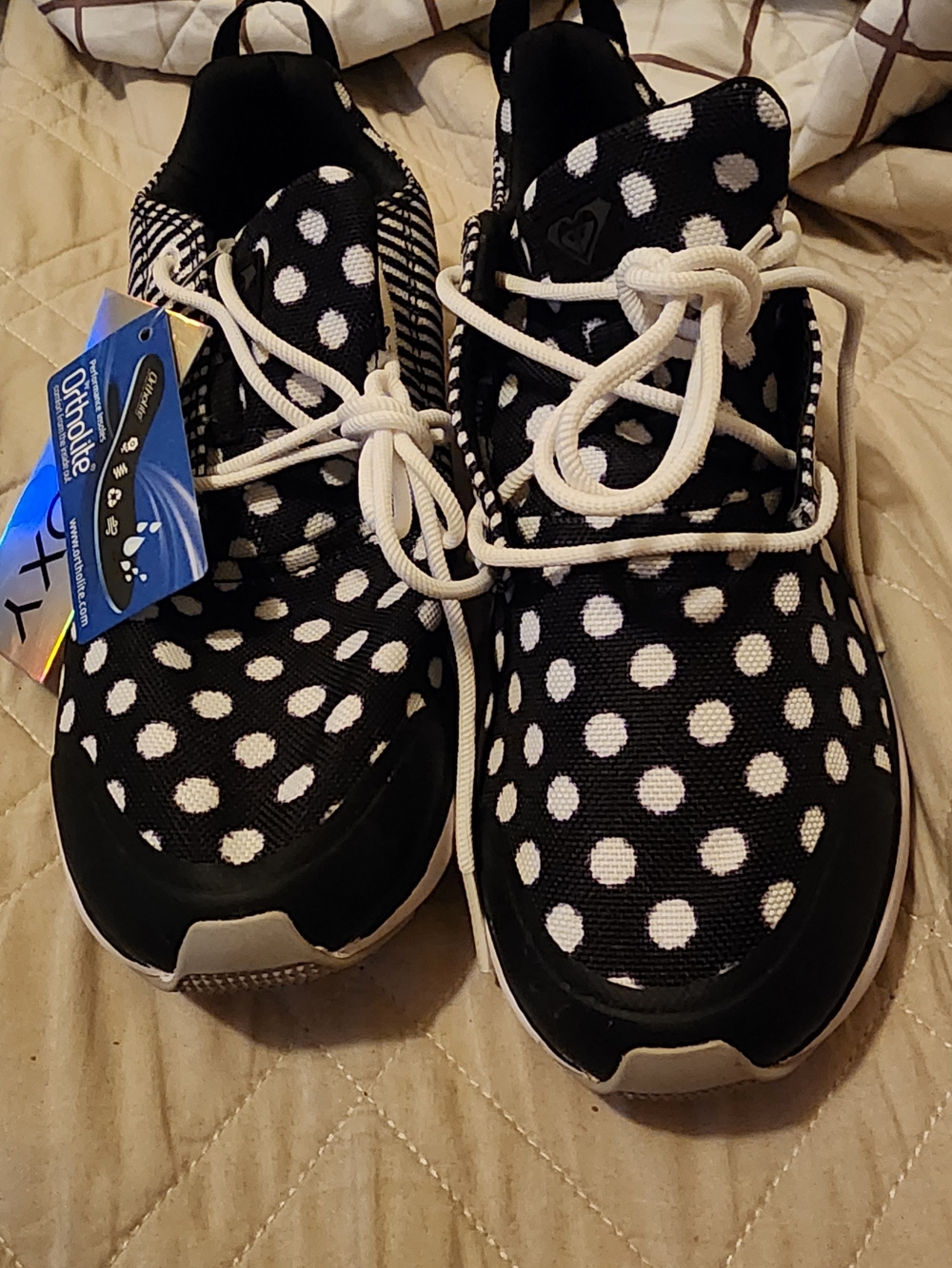 NEW Roxy Black and White Polka Dot Sneakers Ortilite Size 9